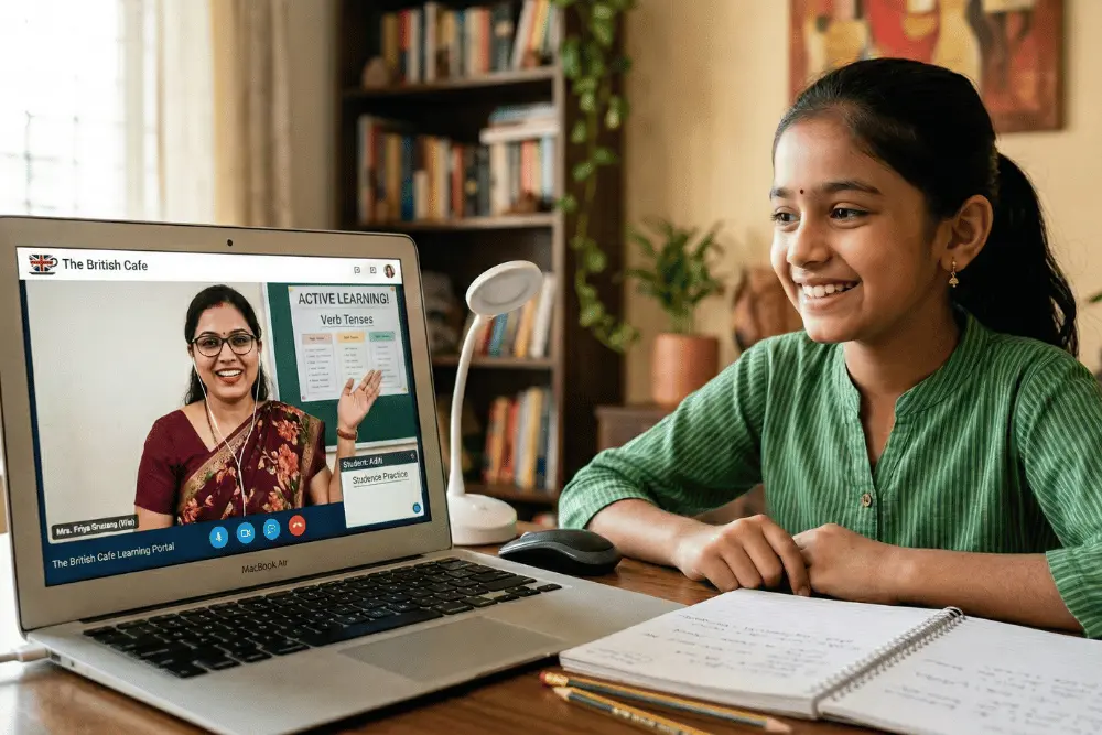Students and teacher interacting cheerfully