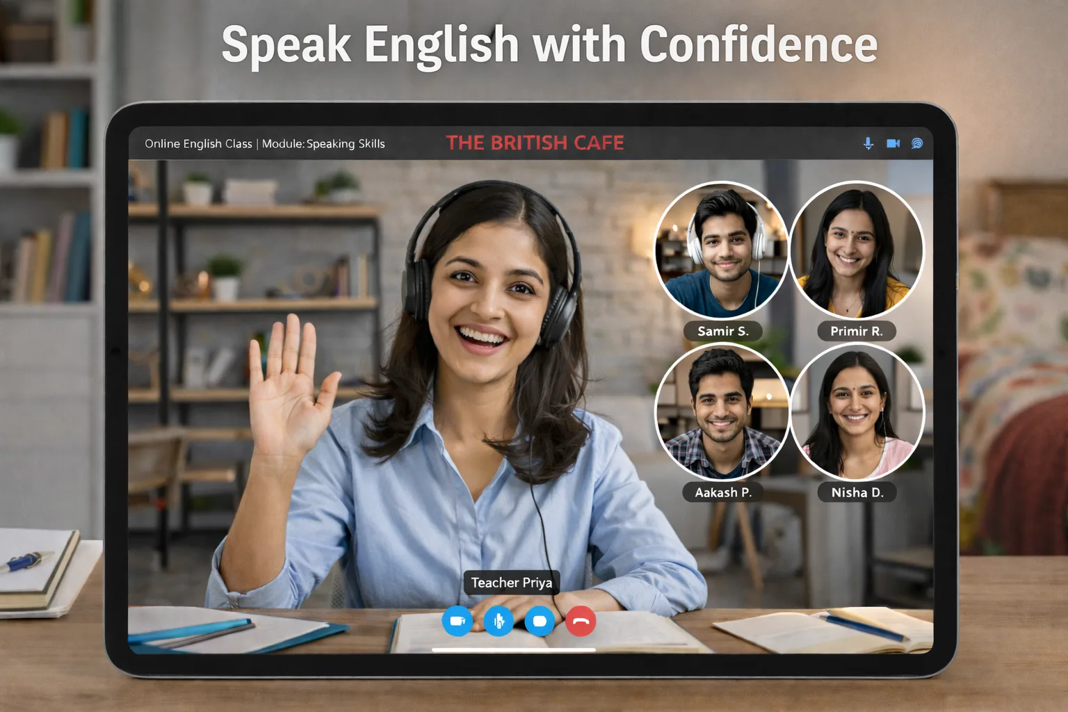 Student learning English online